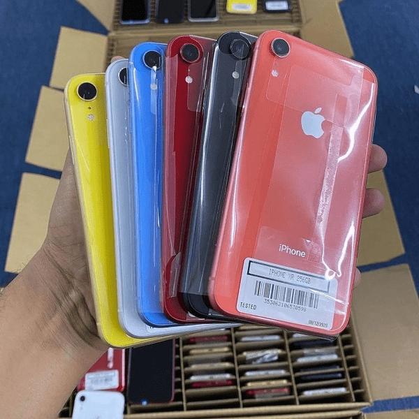 Mixed iPhone Wholesale Pallets featuring assorted used and refurbished iPhones stacked in bulk packaging for resale, wholesale distribution, and business supply.